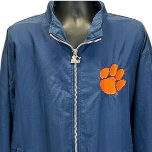 Vintage Clemson University Tigers Starter Jacket Mens 2XL Blue Windbreaker 90s
